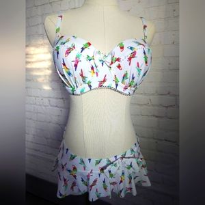 Floozie by Frost French Bikini | Parrot Print | Size 34D Top & UK 8/US 4 Bottom